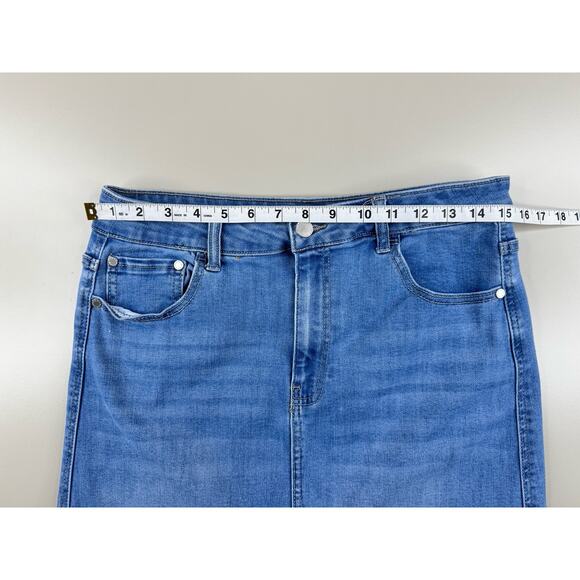 OAT New York Denim Maxi Skirt 10/30 Blue Jean Center Slit Y2K Cowboy Retro Rodeo - Picture 4 of 12